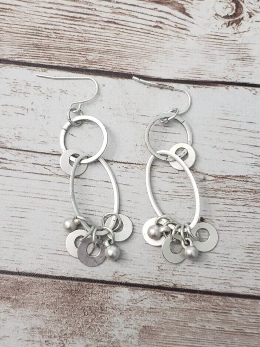 Dangle Earrings For Pierced Ears - Silver Tone Dangle (Some Tarnish)